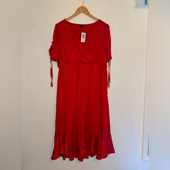 Torrid midi dobby satin surplice wrap dress - Picture 1 of 6